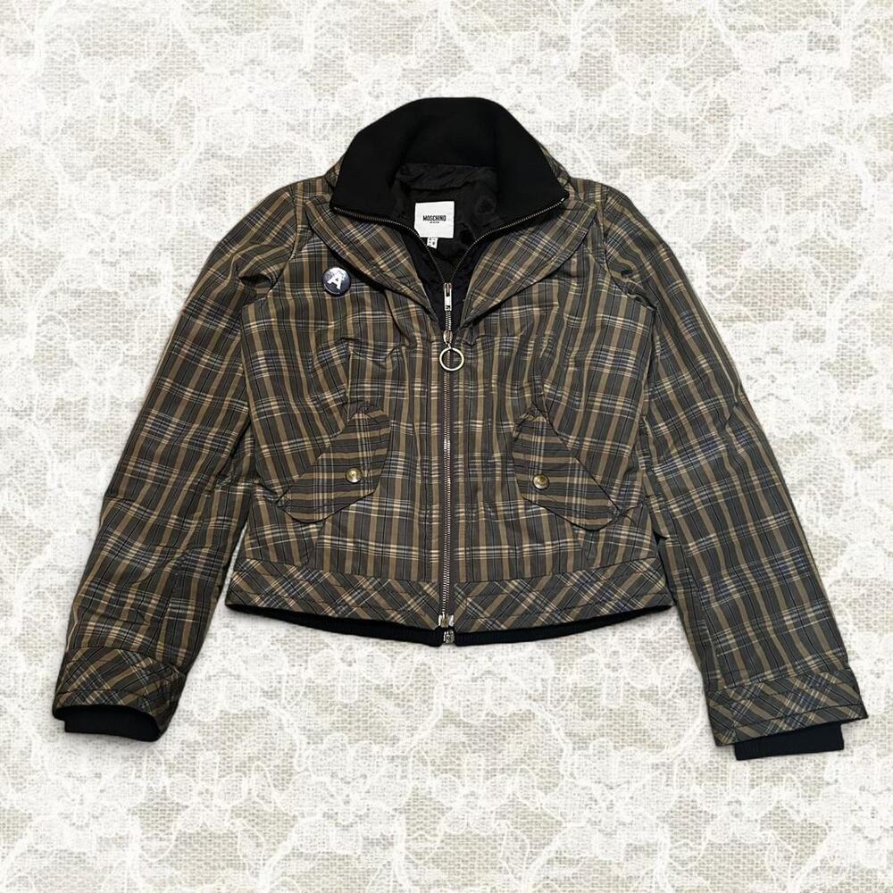 Moschino Jeans tartan bomber puffer